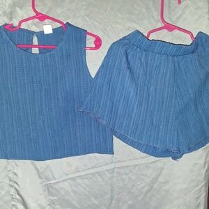 SHEIN Denim Blue Kids Matching Set